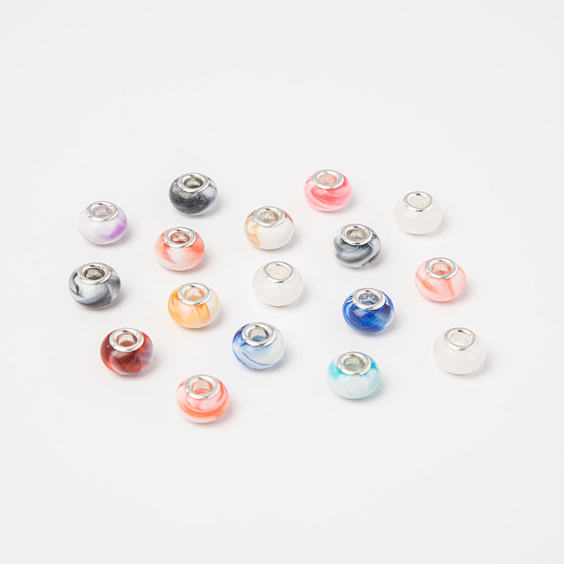 Acrylic Round Spacer Beads 14mm Ink Imitation Ceramic Large Hole 50pcs 17