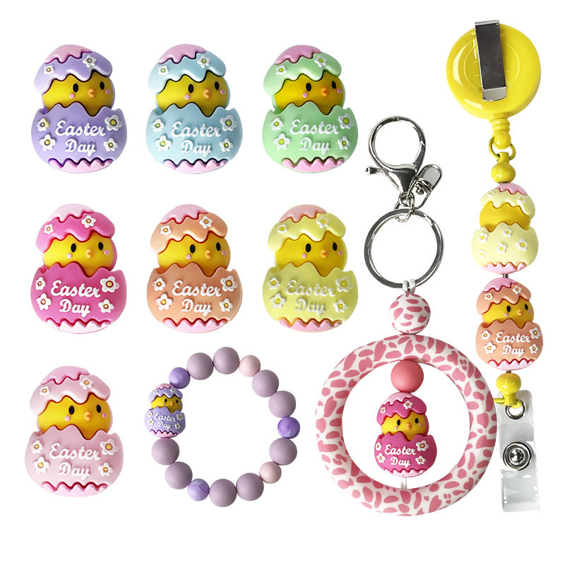 Silicone 3D Focal Beads Easter Chicken Hatching Egg Cracked Shell Top 20pcs 5