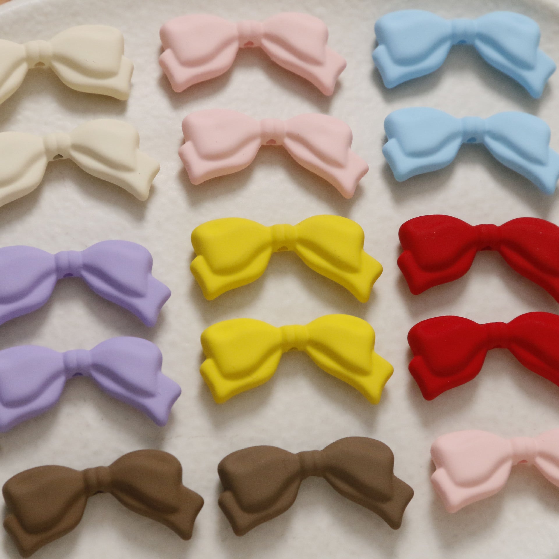 Rubberized Spray Painted Sweet Bow Acrylic Beads 13x29mm 2pcs 2