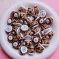 Hand-Painted Cake Acrylic Beads 16mm Glossy Brown Swirls 5pcs 9