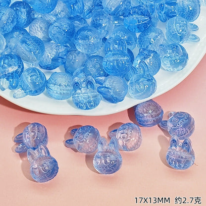 Big-Head Labub Glass Beads 17mm Translucent Rabbit Shape 25pcs 13