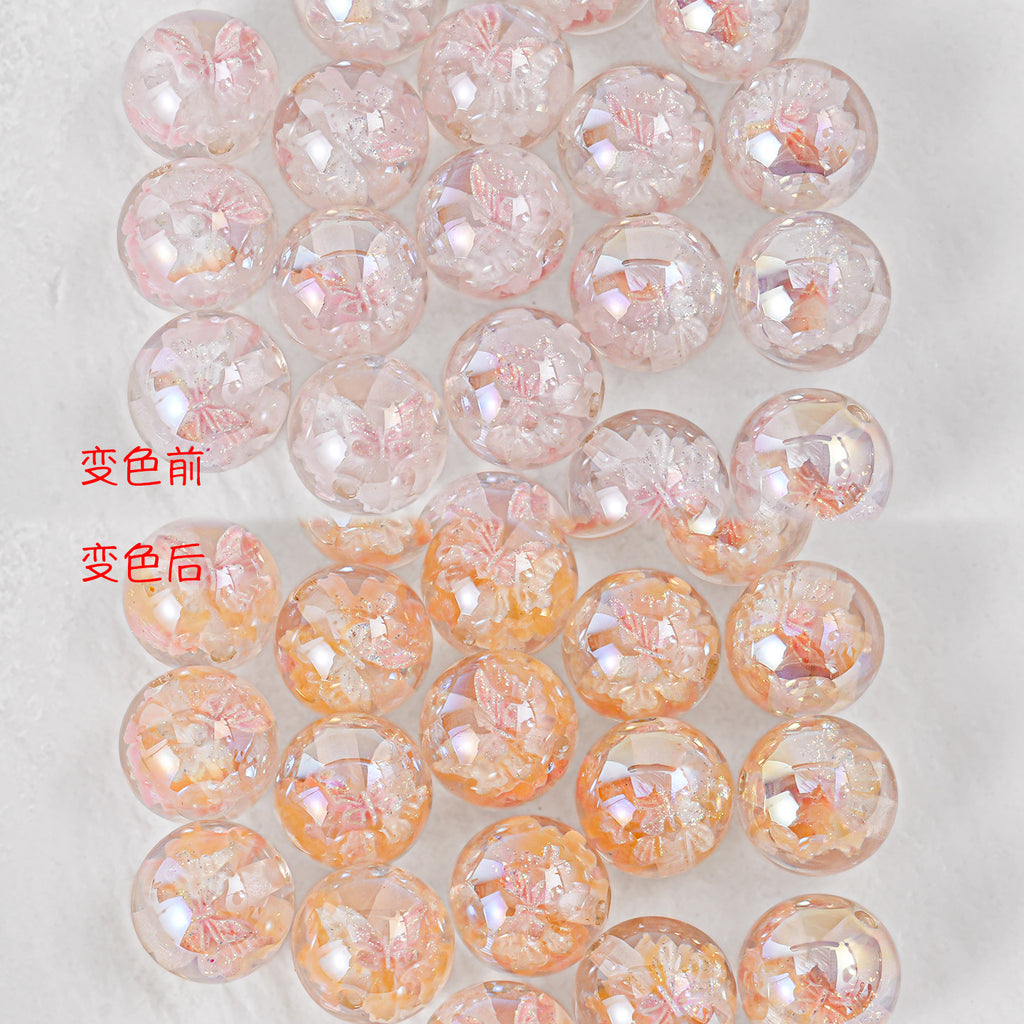Shimmer Butterfly Inside Round Resin Beads 16mm Mixed Colors 20pcs 5