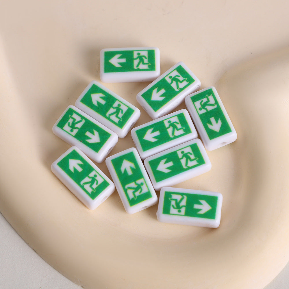 Rectangular Acrylic Beads 19mm Glossy Love Slogan Printed 20pcs 7