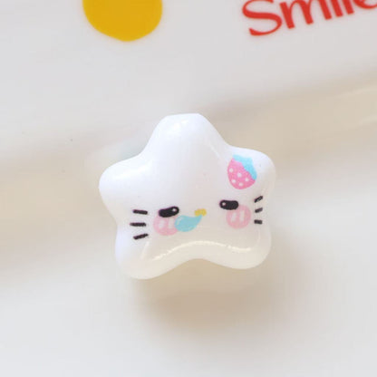 White Hello KT Star Acrylic Beads 20mm Cute Expression 20pcs 8