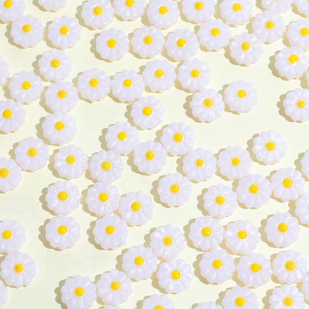 Imitation Shell Daisy Acrylic Beads 11mm Enamel Painted 20pcs 3