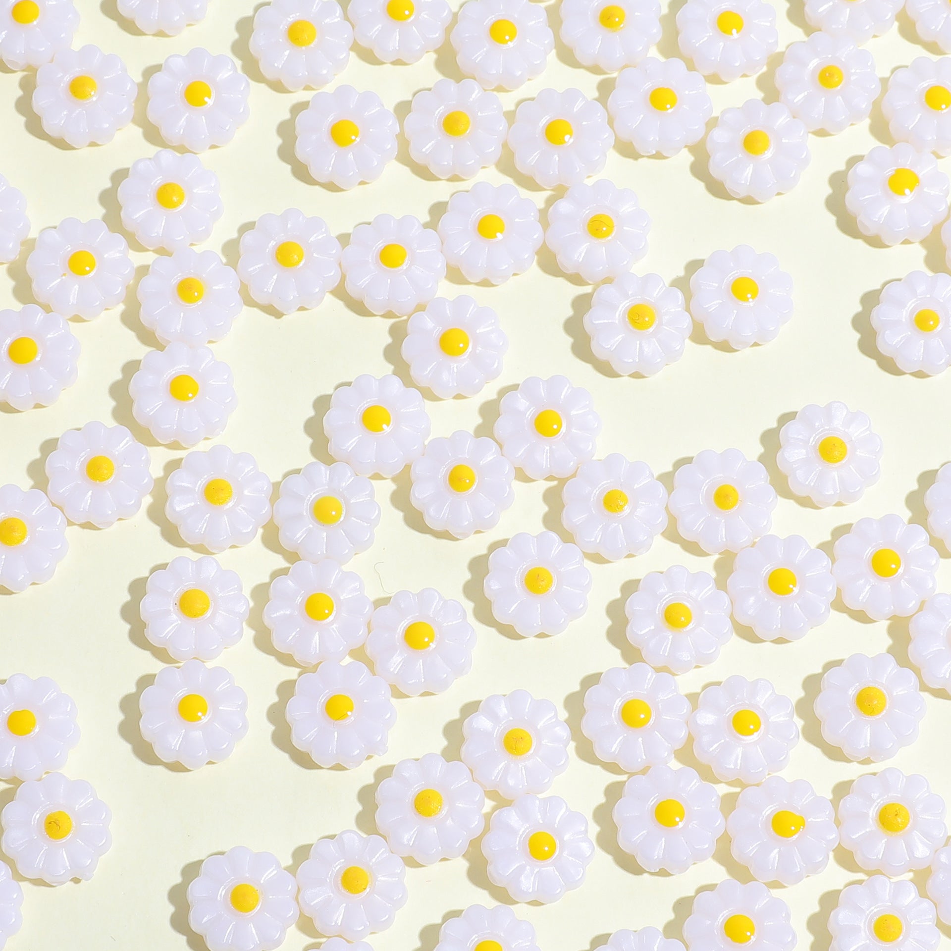 Imitation Shell Daisy Acrylic Beads 11mm Enamel Painted 20pcs 3