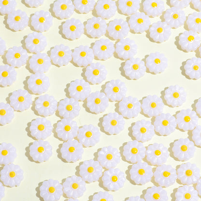 Imitation Shell Daisy Acrylic Beads 11mm Enamel Painted 20pcs 3