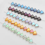 Electroplated Fan-Shaped Glass Beads 10mm Iridescent Pastel 30pcs 3