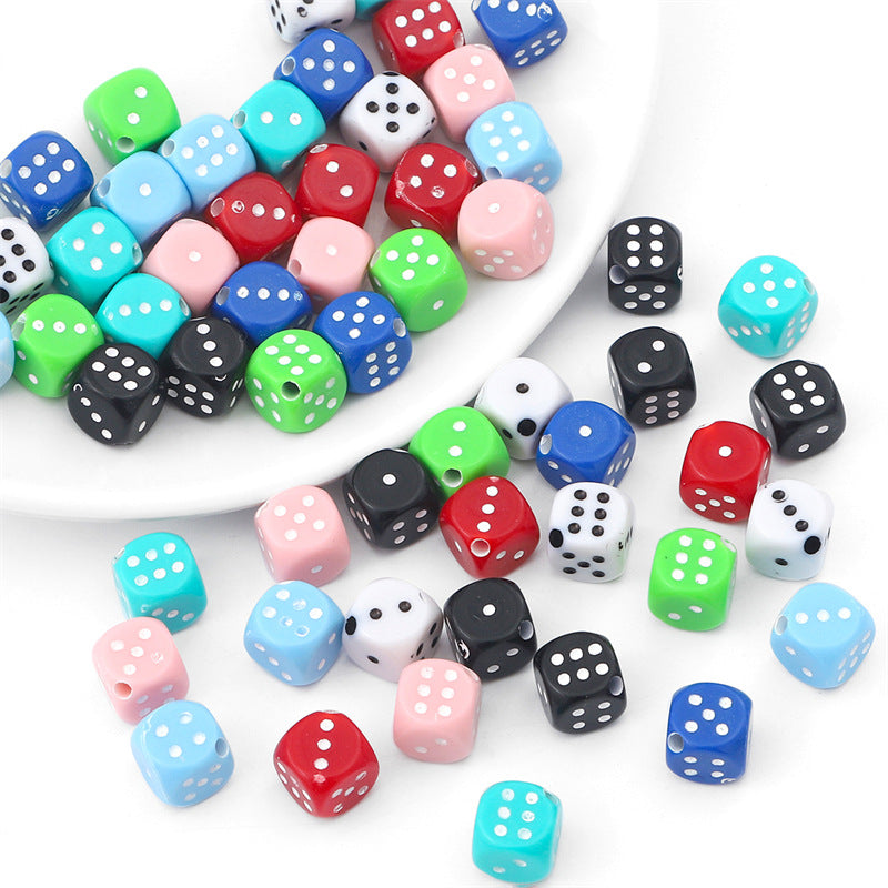 Dice Acrylic Beads 10mm Colorful Mixed 60pcs