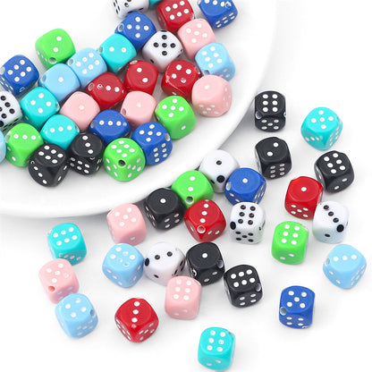 Dice Acrylic Beads 10mm Colorful Mixed 60pcs
