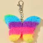 Plush Striped Butterfly Keychain Cartoon Zinc Alloy Colorful Soft 3