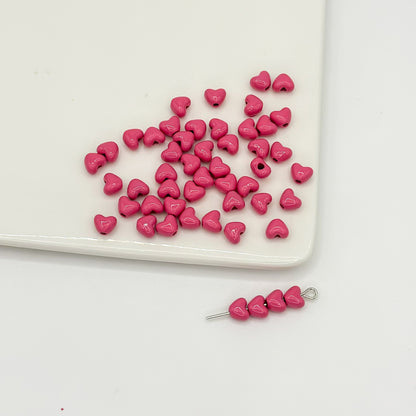 Heart Metal Beads 6mm Puffy Glossy Pastel Colors 50pcs 8