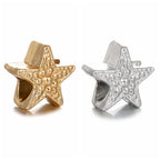 Star Metal Beads 10mm Concave Textured Large Hole Zinc Alloy 10pcs 5