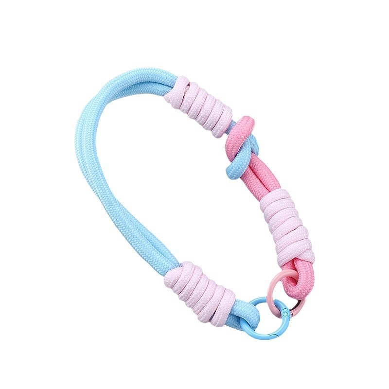 Dual Color Knotted Double Ring Phone Wristlet Keychain Nylon 3pcs 5