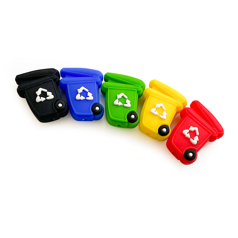 Silicone Focal Beads Garbage Bin With Slightly Open Lid 20pcs 2