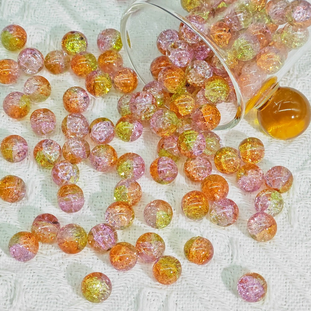 Crackle Glass Beads Round 10mm Transparent Mixed Colors 50pcs 77