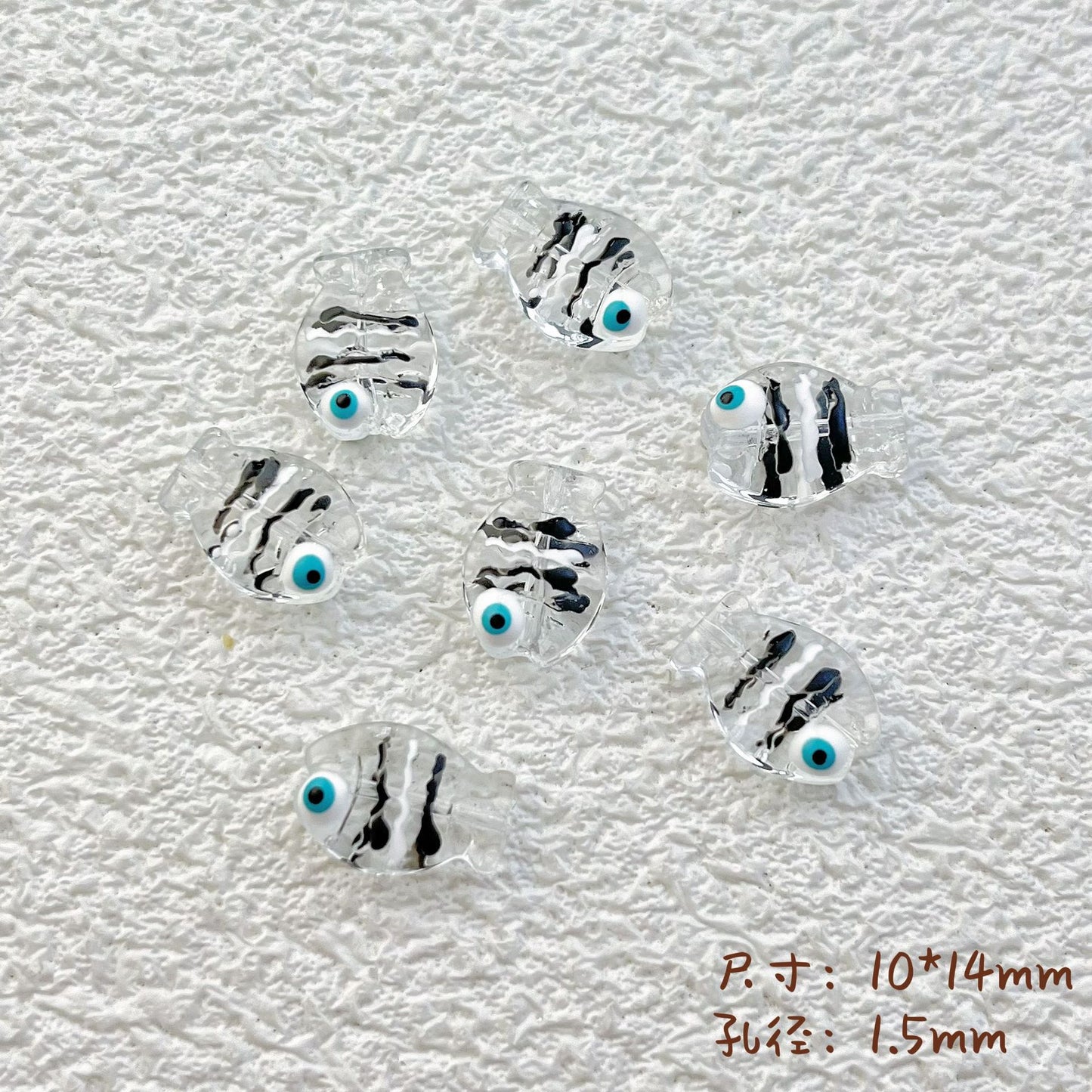 Hand Painted Fish Enamel Glass Beads 10x14mm Translucent Colorful 1pc 10