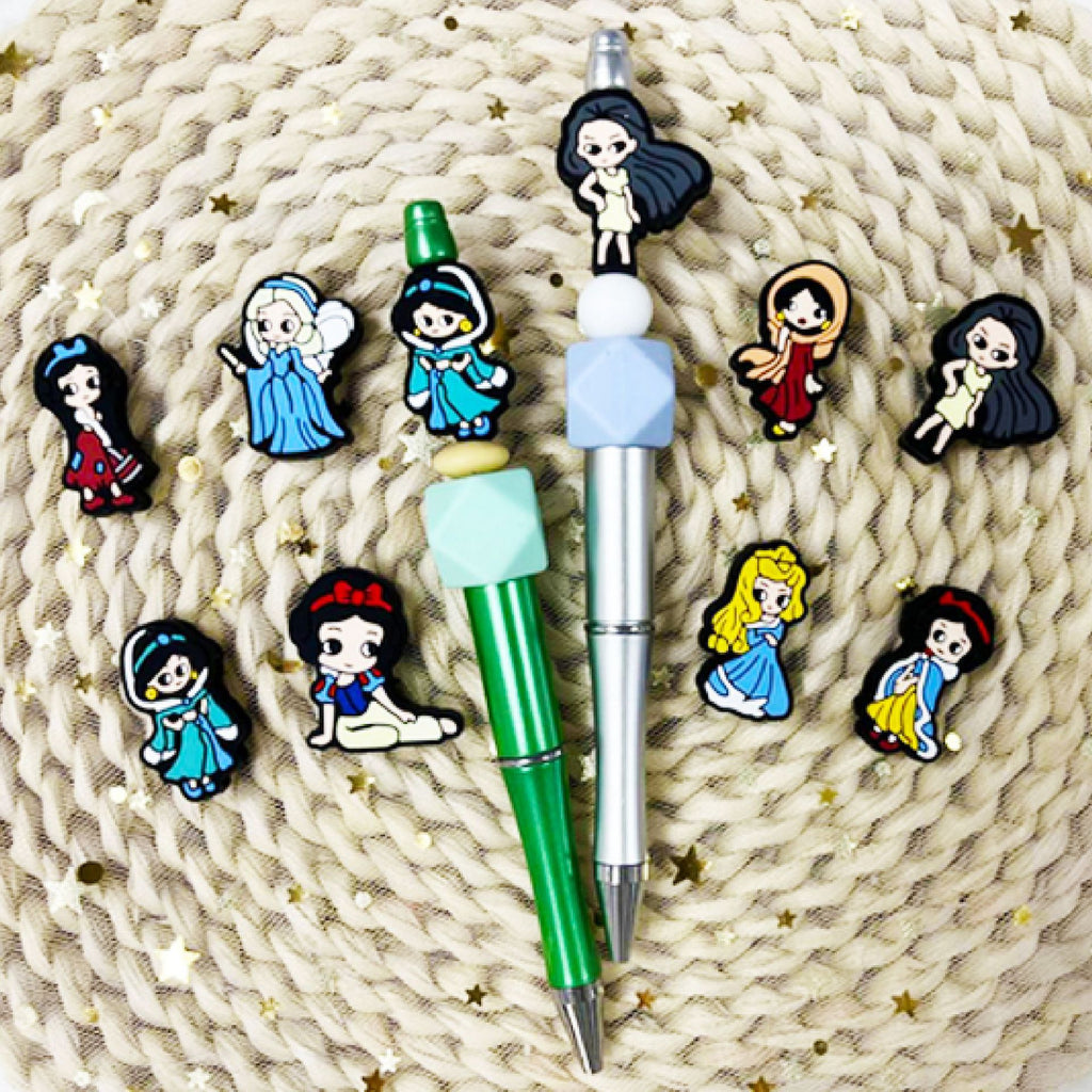 Silicone Focal Beads Cartoon Princess Sitting Pose 20pcs 2