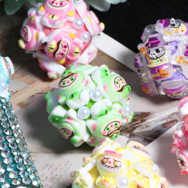Embellished Bubblegum Beads 20mm Labub Polymer Clay Detailed 5pcs 3
