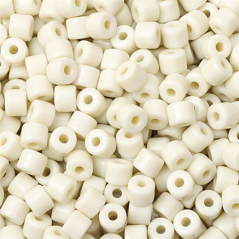 Cream Colored Pony Beads Acrylic 6mm Matte Wide Hole 50pcs 21