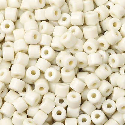 Cream Colored Pony Beads Acrylic 6mm Matte Wide Hole 50pcs 21