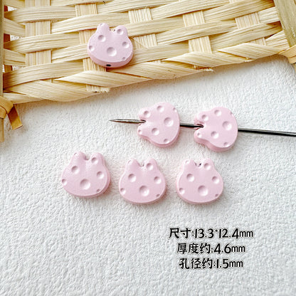Baking Painted Cheese Animal Metal Beads Whimsical Pastel Colors 20pcs 25