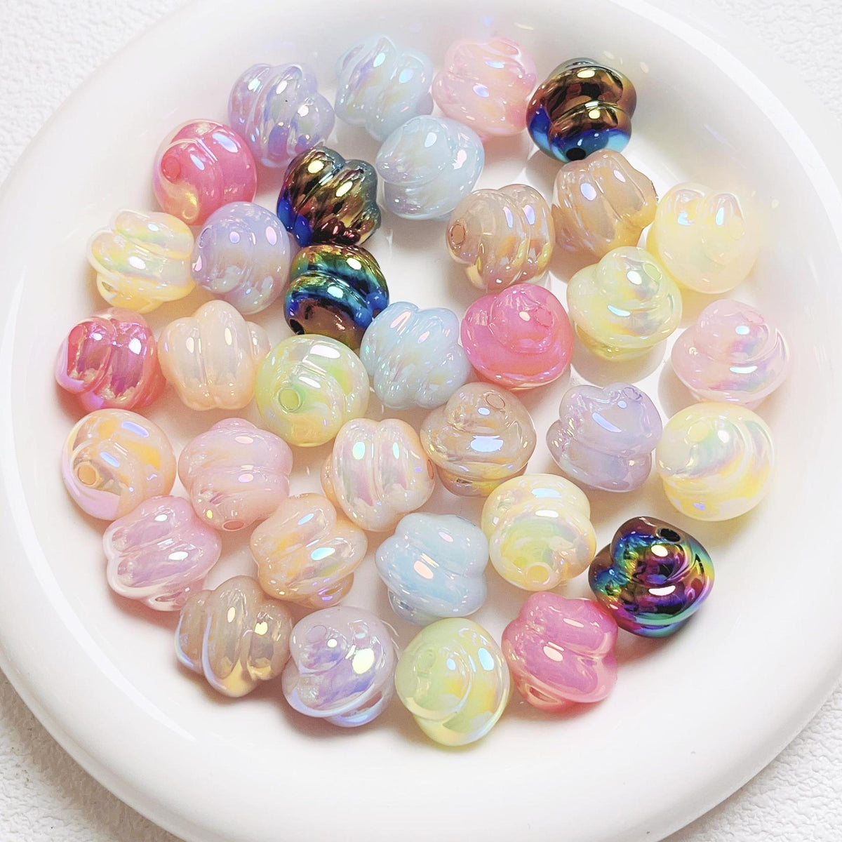 Glow Twisted Acrylic Beads 16mm Pastel Plating 20pcs 4