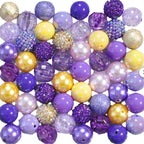 Bubblegum Beads 20mm Purple Gold Yellow Chunky Mix 50pcs 3