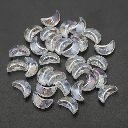 Moon Plated Transparent Crescent Glass Beads 9mm 14mm 30pcs 25