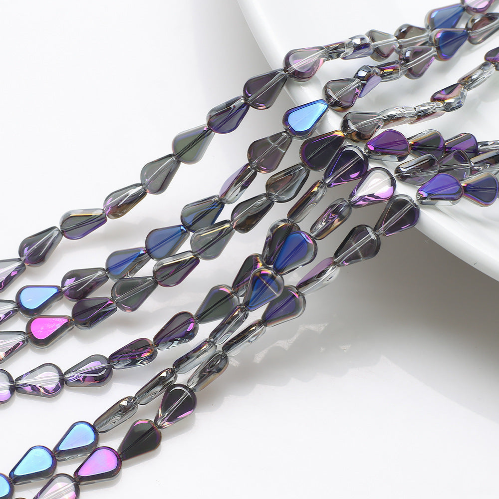 Electroplated Melon Seed Glass Beads 8mm 11mm Teardrop Iridescent 30pcs 7