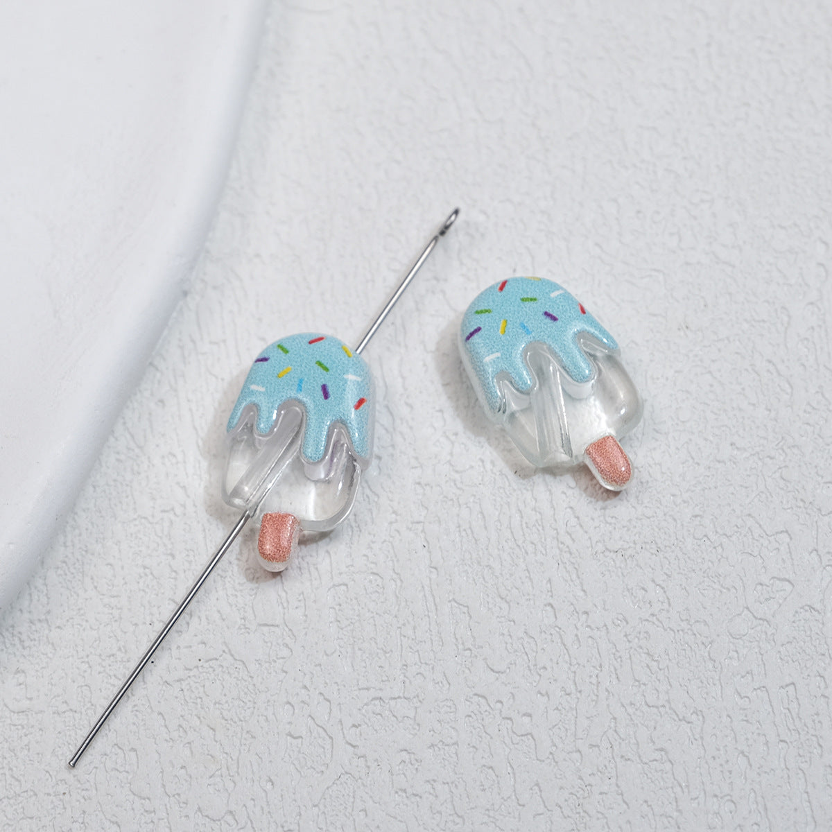 Clear Popsicle Acrylic Beads 20mm Colorful Drip Design 50pcs 9