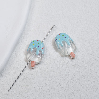 Clear Popsicle Acrylic Beads 20mm Colorful Drip Design 50pcs 9