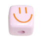 Colorful Smiling Face Acrylic Square Beads 14mm 10pcs 6