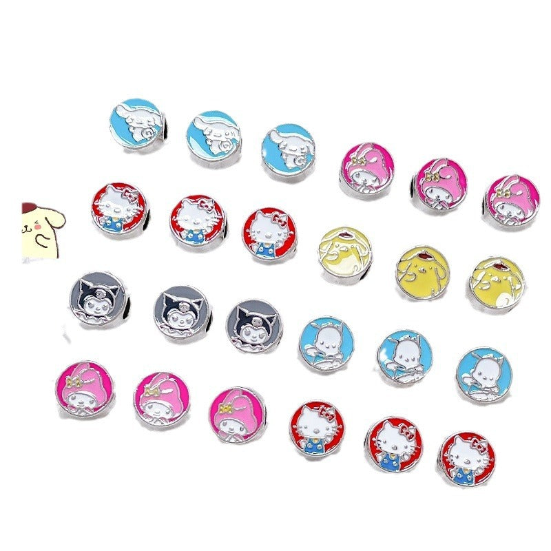 Flat Metal Beads 12mm Sanrio Series Enamel Alloy 10pcs 2