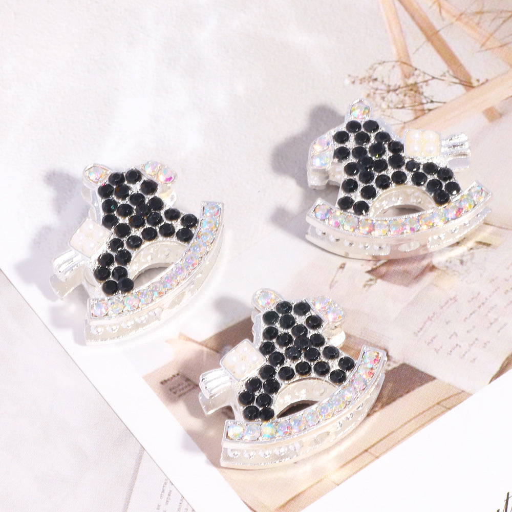 Double Sided Rocking Horse Rhinestone Beads 25mm Encrusted 5pcs 8