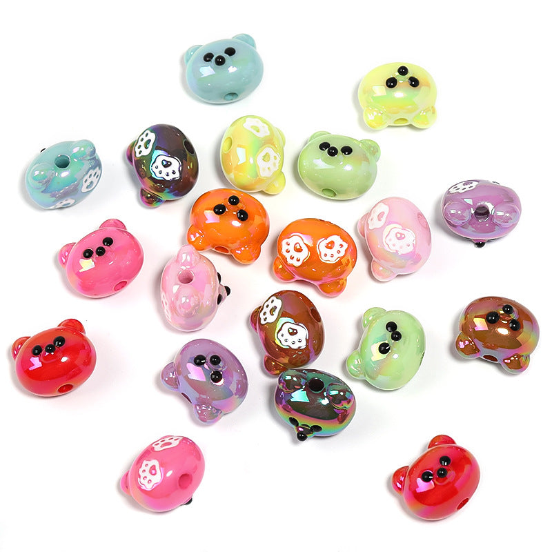 UV Plating Raccoon Acrylic Beads 14mm Solid Color Glossy 50pcs 6