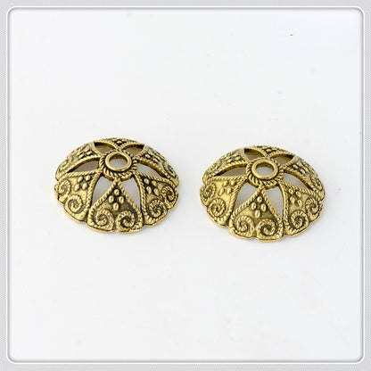 Alloy Bowl-Shaped Bead Caps Six-Petal Antique Style 100pcs 6