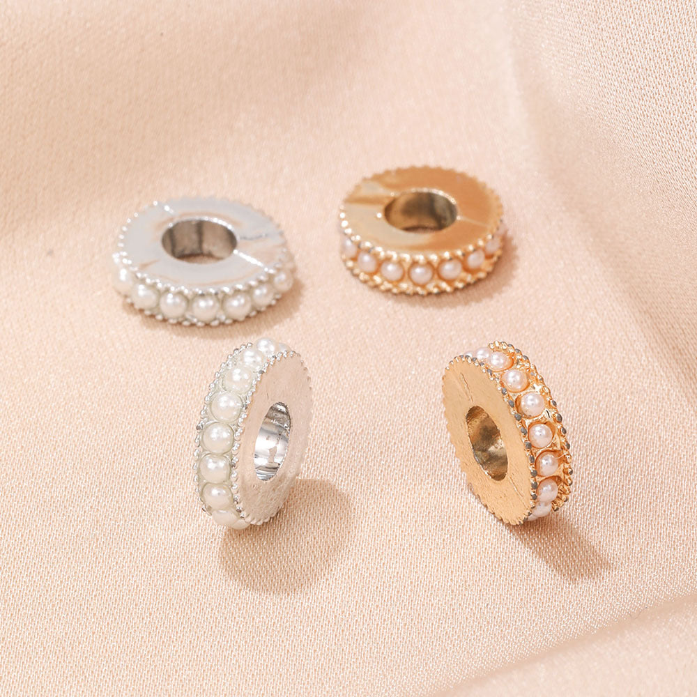 Alloy Gear-Shaped Spacer Beads 10mm Artificial Pearl Embeded 10pcs