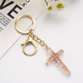 Handmade Acrylic Flower Cross Keychain Creative Pastel Colors 12