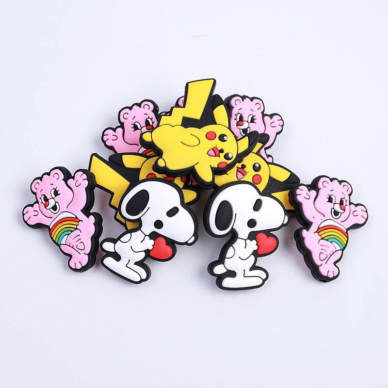 Silicone Focal Beads Snoopy Pokemon Holding Heart Elements 10pcs 3