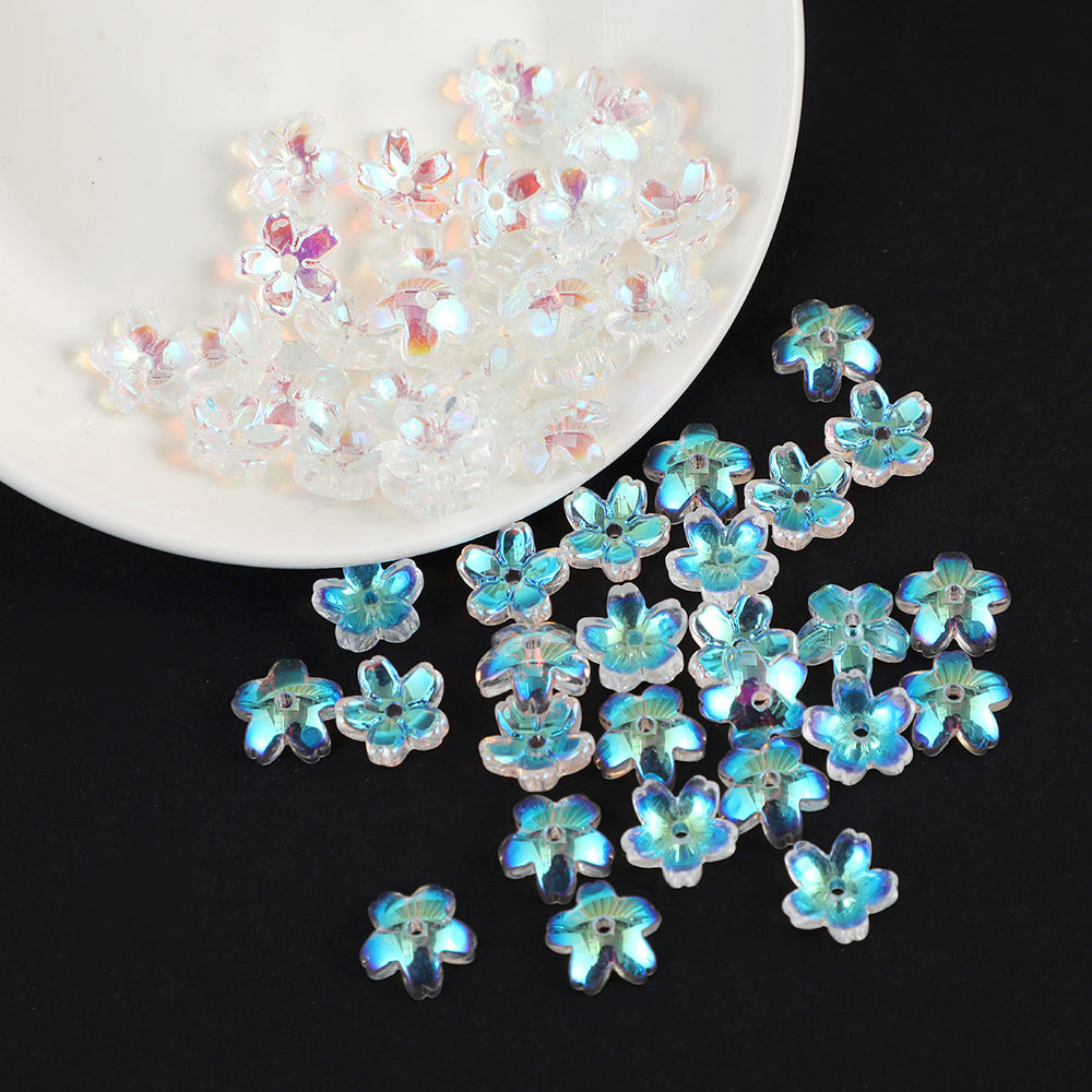 Iridescent Cherry Blossom Glass Beads 10mm Assorted Colors 100pcs 7