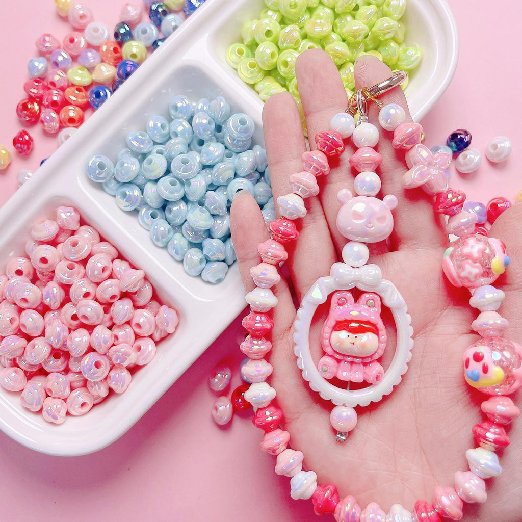 Plating Small Flying Saucer Acrylic Beads 10mm UV Colors Mixed 20pcs