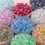 Frosted Round Glass Beads 10mm Matte Gold Fleck Mixed Colors 60pcs