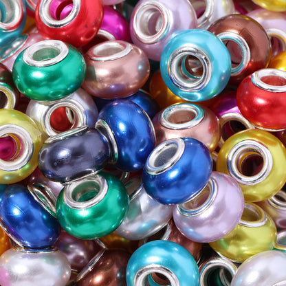 ABS Plastic Donut Spacer Beads 9*14mm Imitation Pearl 100pcs 3