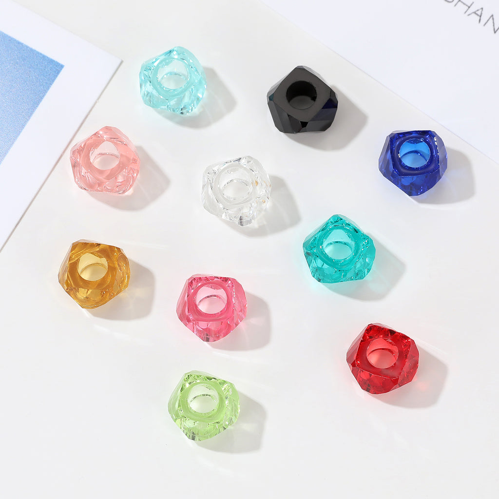 Resin Large Hole Spacer Beads 8 14mm 40pcs Imitation Crystal 4