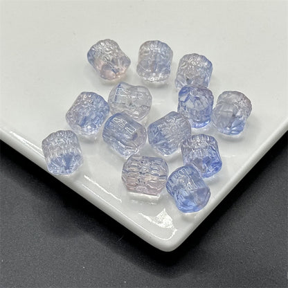 Electroplated Transparent Glass Beads 12mm Etched Rainbow Pattern 100pcs 18