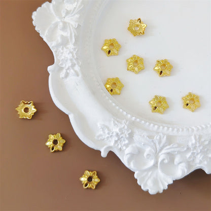 Alloy Flower Spacer Beads 6mm Six Petal Tibetan Style 100pcs 4