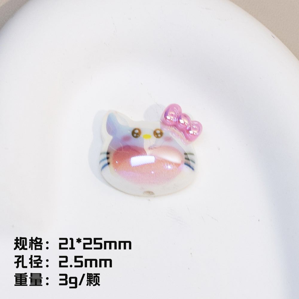 Plating Resin Character Beads Glossy Pastel Tones Big Mouth 10pcs 8