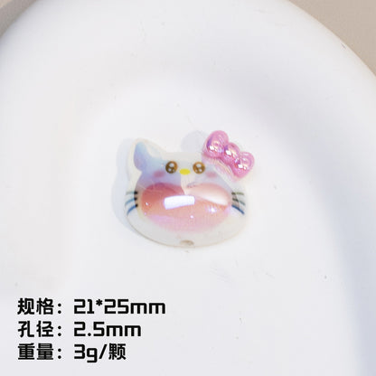Plating Resin Character Beads Glossy Pastel Tones Big Mouth 10pcs 8