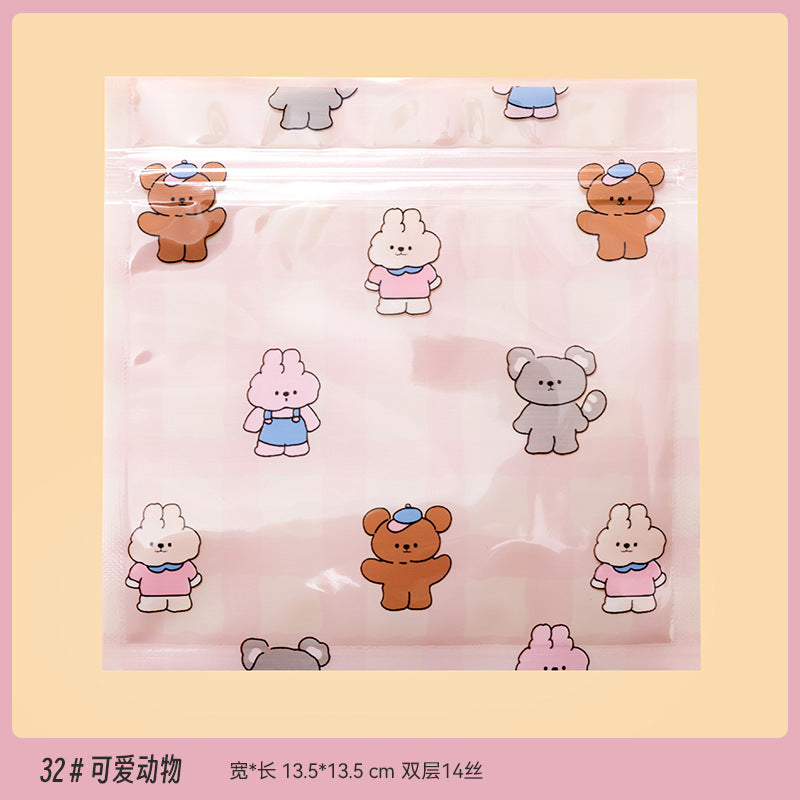 Top Seal Zip Lock Bags 13.5cm Pastel Animal Pattern 10pcs 34
